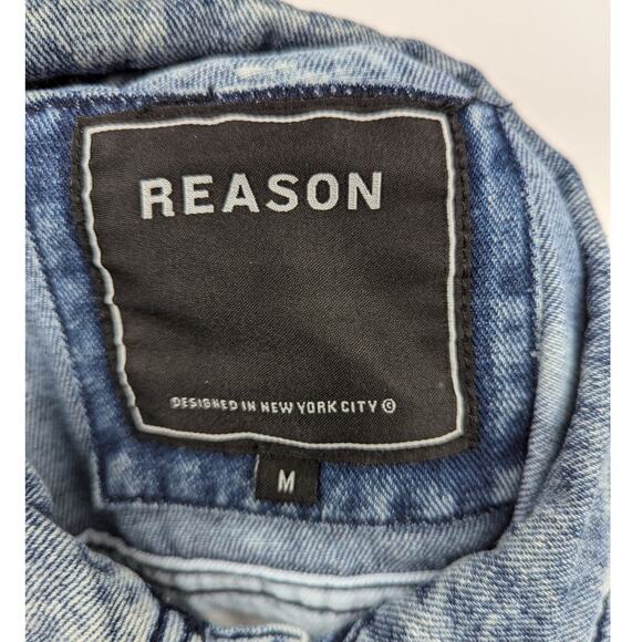 Reason Terra Acid Light Washed Denim Jean Jacket With Patch Detail Size Medium - Picture 5 of 8